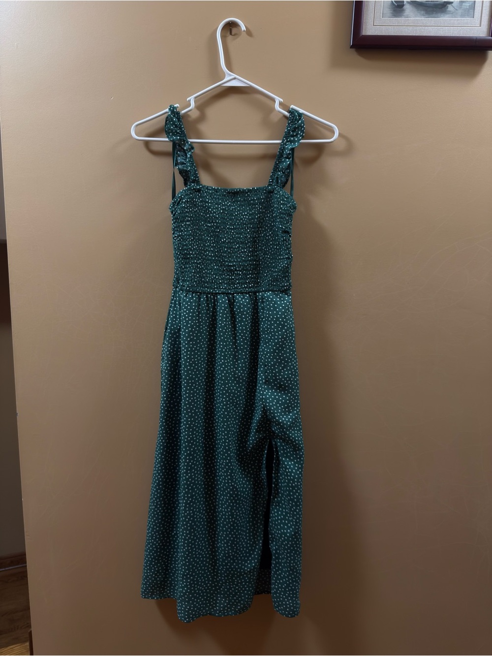 Abercrombie & Fitch Green Smocked Polka Dot Dress